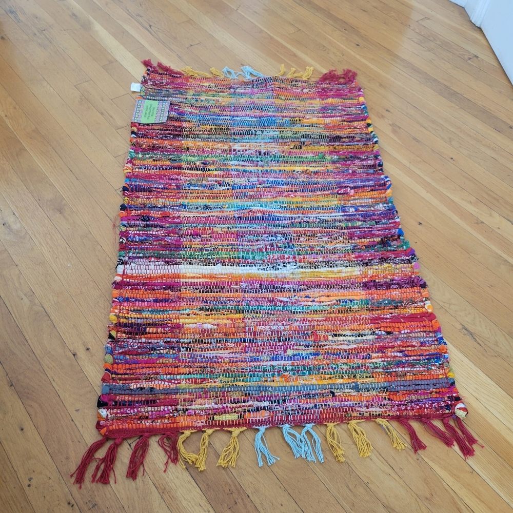 Beautiful chindi stripe colorful rug 27x45